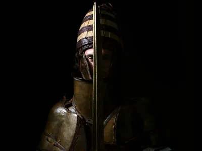 The soldiers fought in replicas of a suit of armor found near the ancient site of&nbsp;Mycenae in Greece.