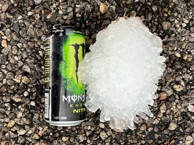 Val Castor, a veteran storm chaser for KWTV in Oklahoma City, saw the huge chunk of ice in a ditch on the side of the road.